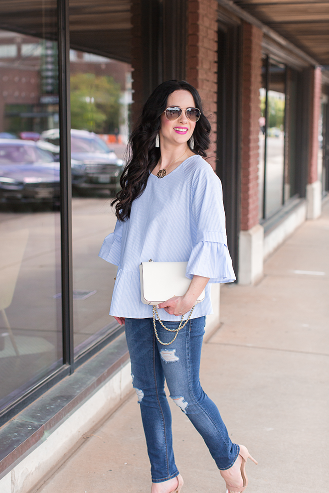 Blue Bow & Ruffle Blouses | Weekend Sister Style - The Double Take Girls