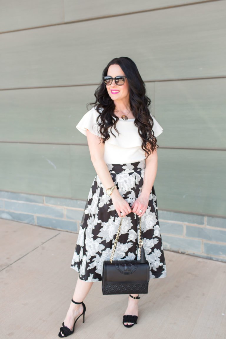 Black & White Floral Skirt | Eliza J Dresses - The Double Take Girls