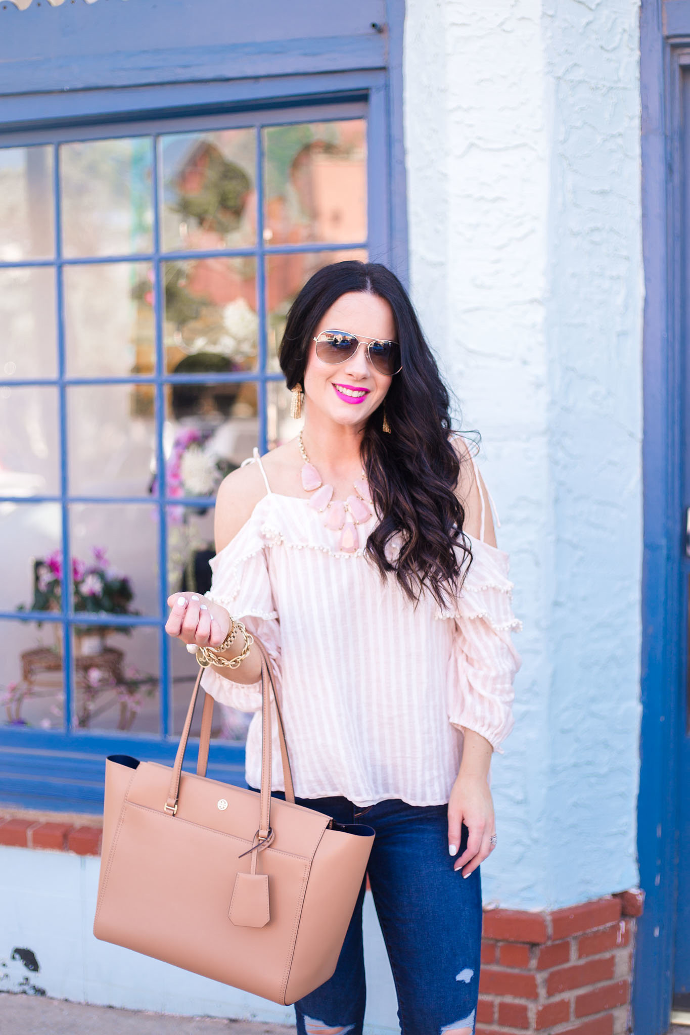Blush & White Ruffle Tops For Summer | The Double Take Girls Sister Style