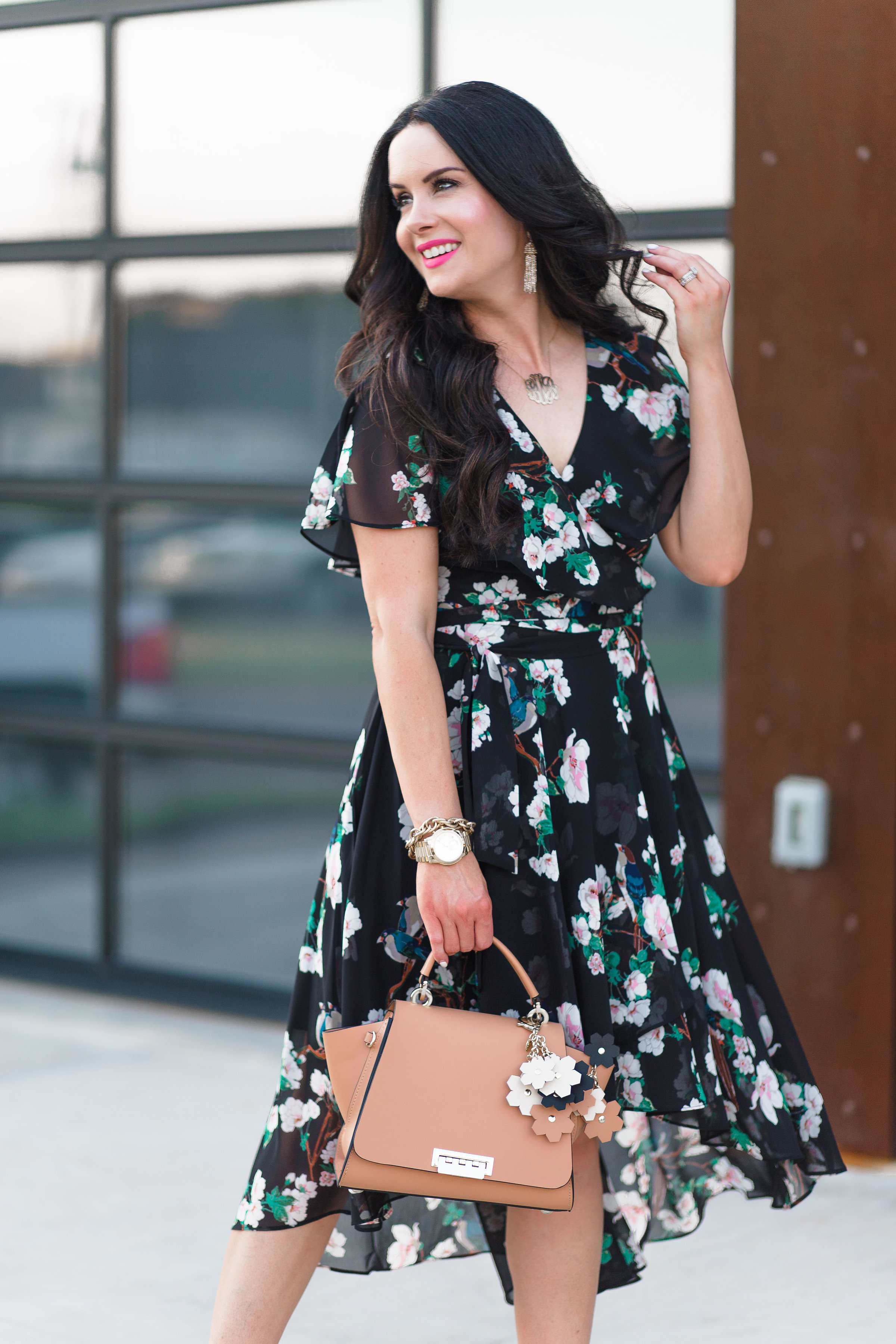 Polka Dots + Floral | Eliza J Wrap Dresses For Fall - The Double Take ...