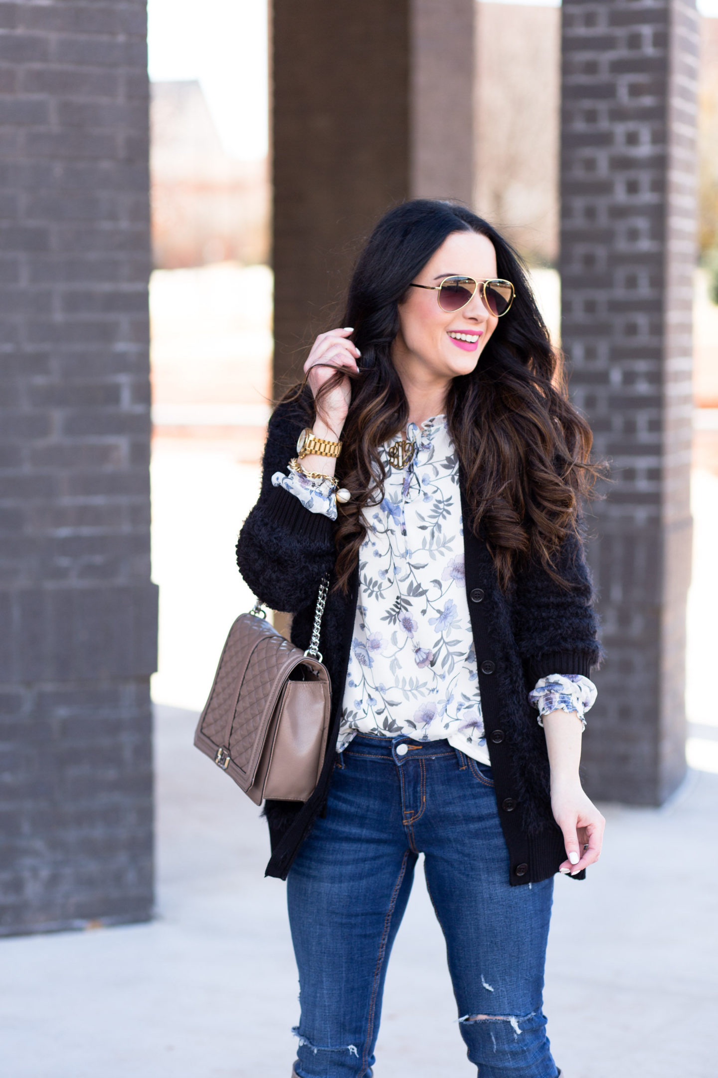 Winter Florals + Suede Boots - The Double Take Girls